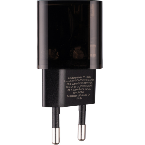 Сетевое зарядное устройство Gelius Genesis GP-HC055 USB+Type-C 30W GaN (Incredible series) Transparent Black